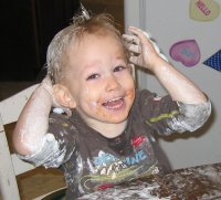 Nickalus wants to wash his hair too